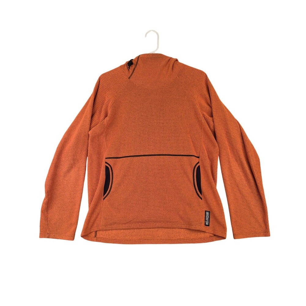 Melanzana Microgrid Hoodie Mens Medium Orange Fleece Leadville Colorado Hoody